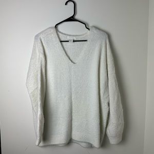 H&M fuzzy V neck sweater